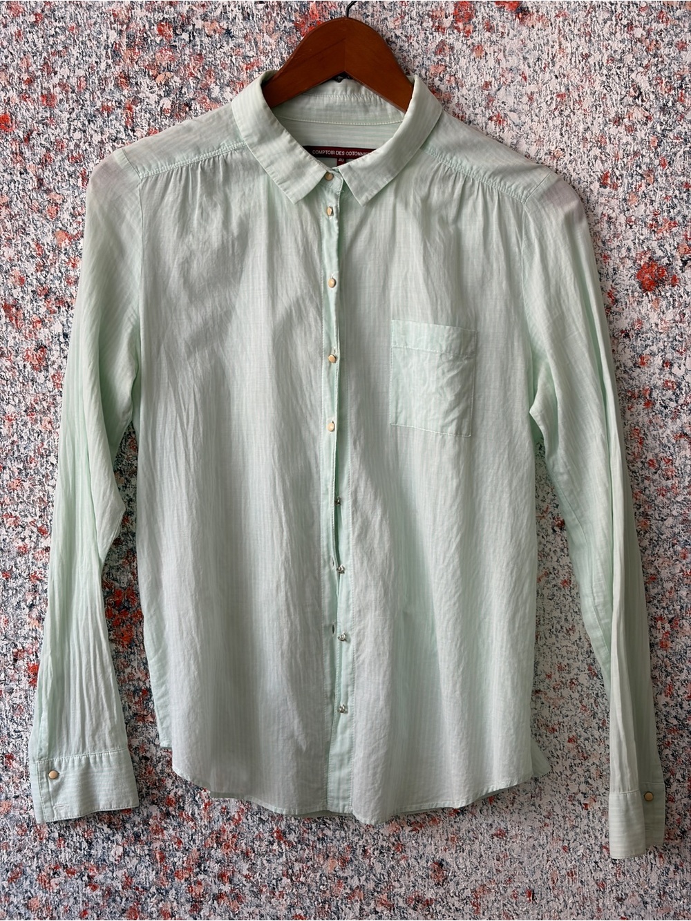 Comptoir Des Cotonniers Light Mint Button-Down Shirt